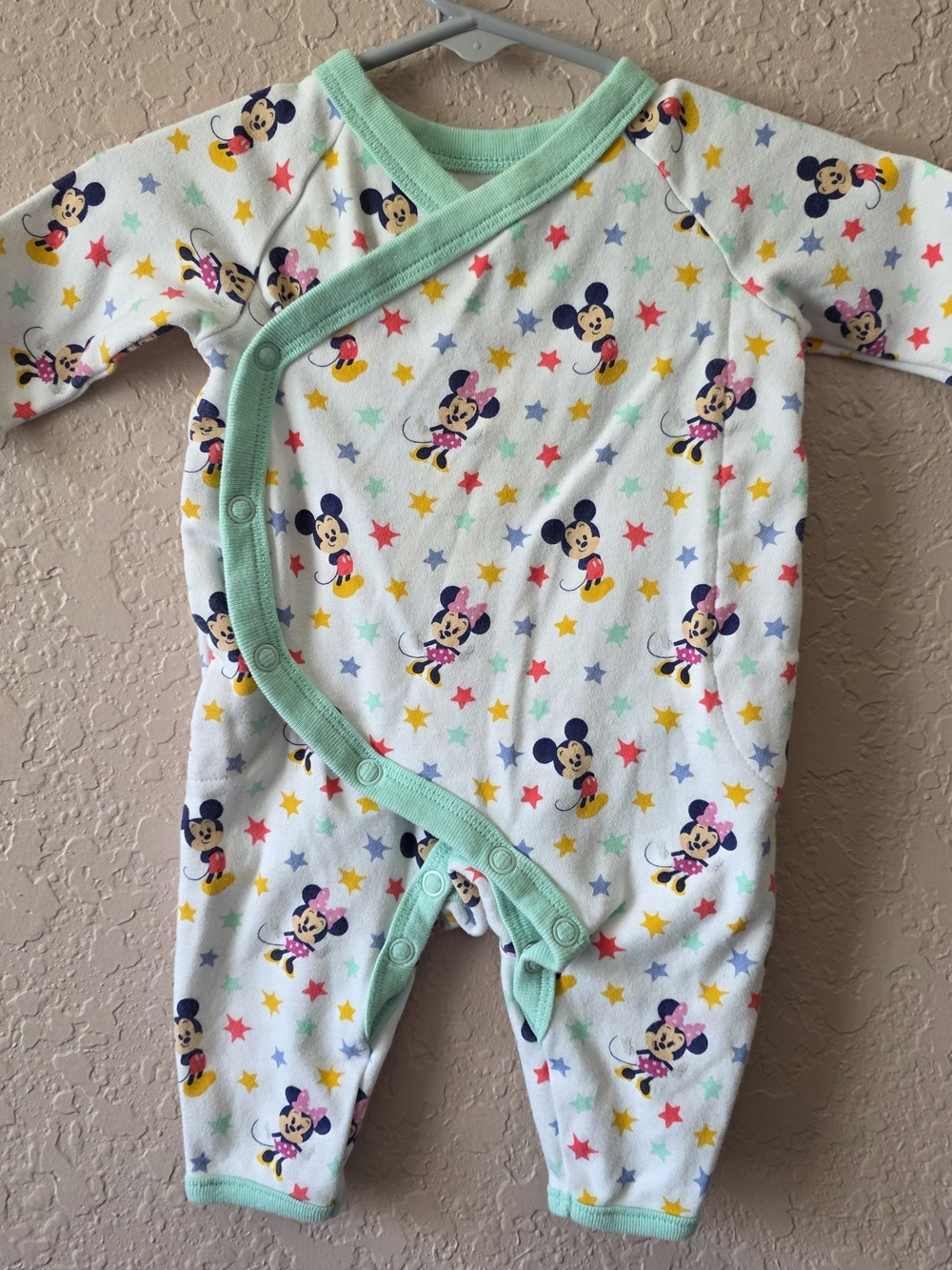 Disney Baby Mint-Trim Mickey & Minnie One-Piece for Kids 0-3 Months